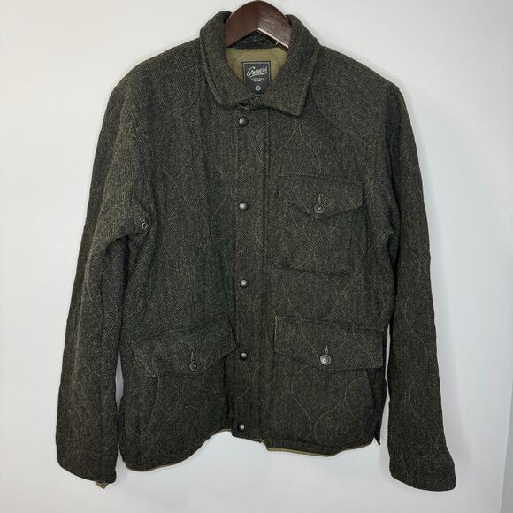 Grayers Mens Wool Green Quilted Equestrian Utility Snap Zip Sport Coat Jacket XL